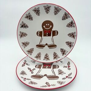 Eli + Ana Christmas Plates, Set of 2, Gingerbread Man‎ Holiday Dinnerware,